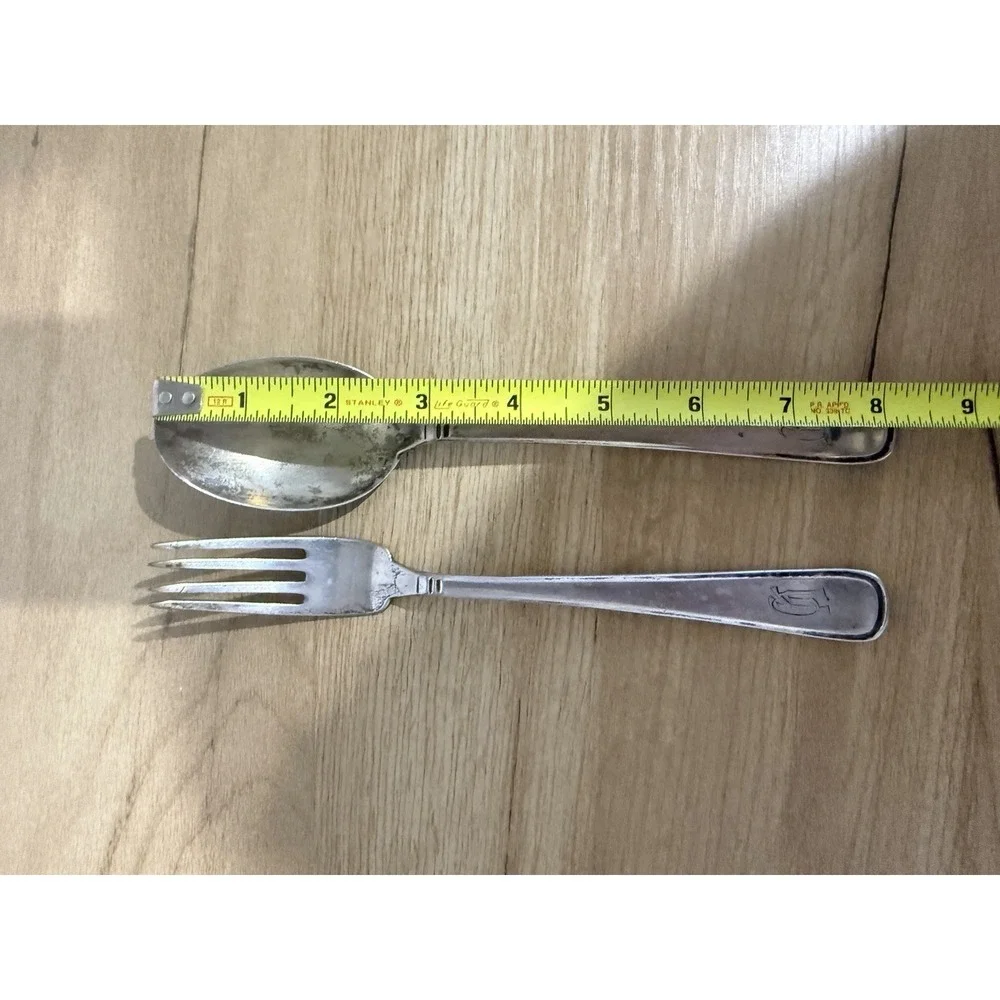 Vintage Antique 800 Silver Flatware Set Serving Utensils ‎ Fork Spoon 135g